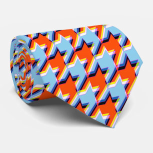 cravate d'égouttage 3d bleu orange Houndstooth