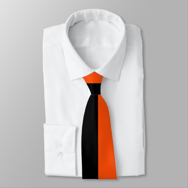 Cravate Demi-bloc orange et demi-bloc noir (Attaché)