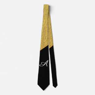 Cravate Demi d'or et monogramme élégant diagonal noir