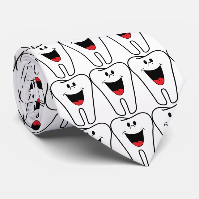 Cravate dent souriante pour dentiste (Roulé)