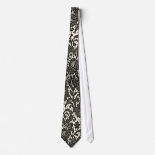 Cravate Dentelle noire beige de mode à la mode vintage