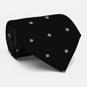 Cravate Des étoiles d'or sur le noir. Magique beau motif