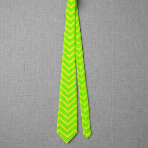 Cravate des zigzags vert néon et jaune