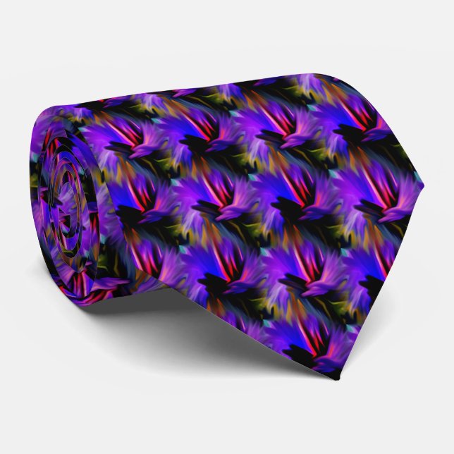 Cravate Design Abstrait Bleu Et Violet (Roulé)