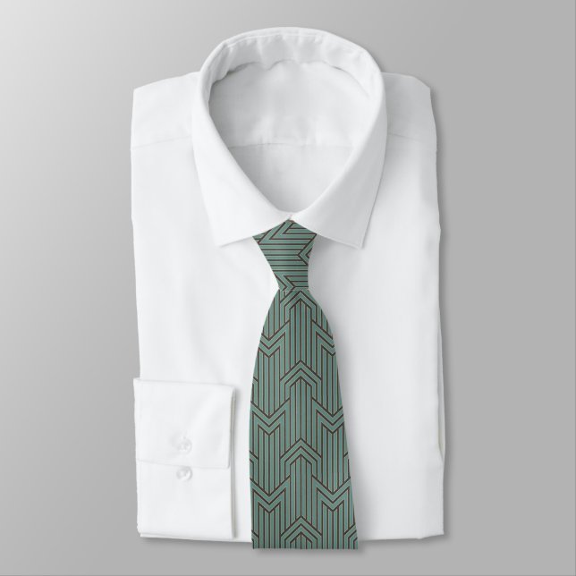 Cravate - Design Art Déco Vert (Attaché)