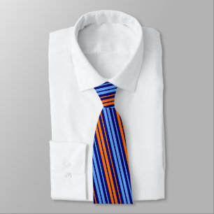 Cravate Design Bandes Verticales Cyan Orange Marine  