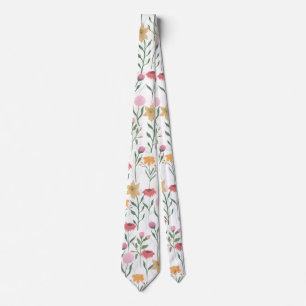 Cravate Design couleur Fleur sauvage aquarelle