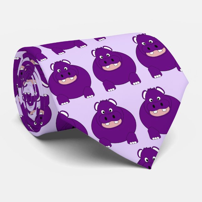 Cravate Design Hippopotame (Roulé)
