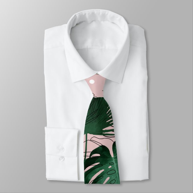 Cravate Design moderne or tropical feuilles et doddles (Attaché)