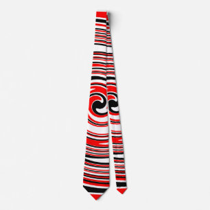 Cravate Design psychédélique rouge blanc et noir