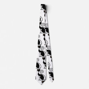 Cravate Design Vintage de chat noir