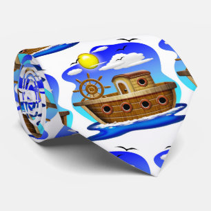 Cravate Dessin de bateau de pêche