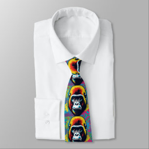 Cravate Dessin de dessin de peinture Gorilla Pop