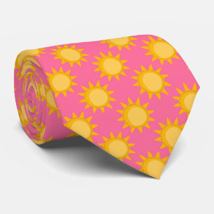Cravate Dessin de motif de soleil sur fond rose