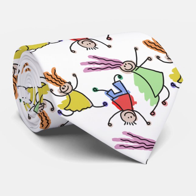 Cravate Dessin d'enfants personnalisé sur  (Roulé)