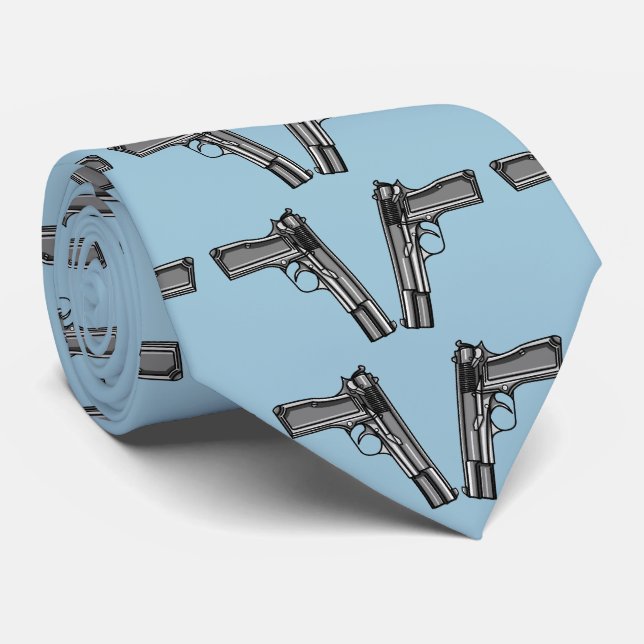 Cravate Dessin Illustrant Un Pistol Moderne (Roulé)