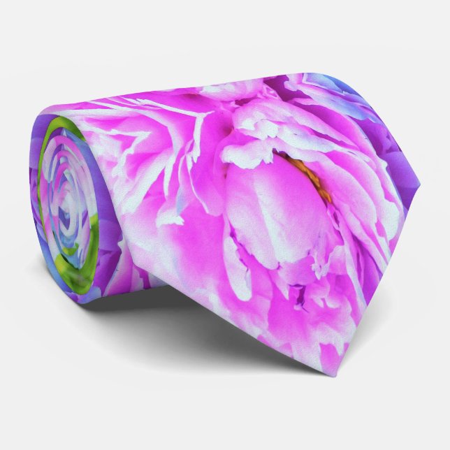 Cravate Détail de la fleur de pivoine rose double (Roulé)