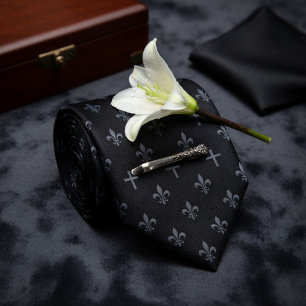 Cravate Deuil Fleur-de-lis Noir 