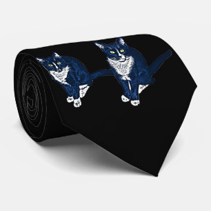 Cravate Deux chats bleus