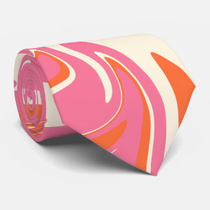 Cravate Déversement - rose, orange et crème