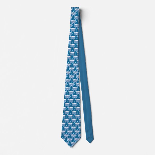 Cravate d'hiver Blue Christmas Tree Festive Cravat (Devant)