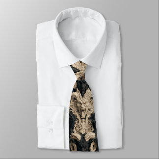 Cravate Diable cornu baroque noir et crème gothique