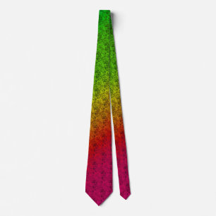 Cravate Diag Arc-en-ciel dégradé motif floral rouge vert