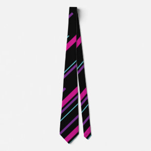 Cravate Diagonales - rose, violet, bleu et noir
