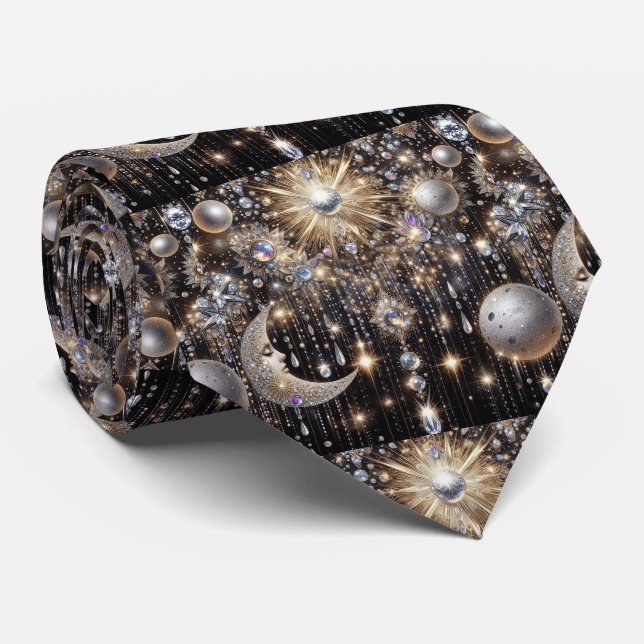 Cravate Diamant Motif Céleste (Roulé)