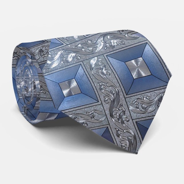 Cravate Diamants à huile bleue (Roulé)