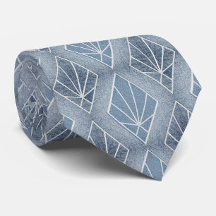 Cravate Diamants blancs gris-bleu motif Art déco
