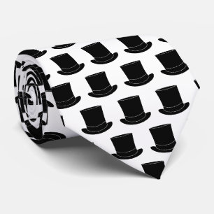 Cravate d'impression de chapeau noir et blanc pour