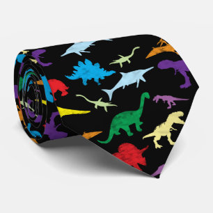 Cravate Dinosaures colorés Motif d'aquarelle