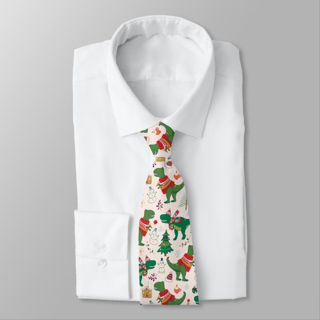 Cravate Dinosaures dans Sweaters Motif de Noël (Attaché)