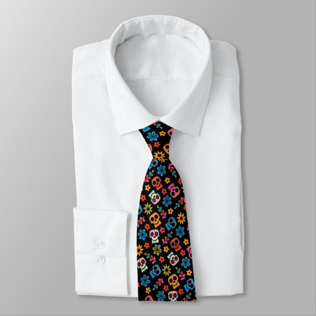 Cravate Disney Pixar Coco | Crâne de sucre et motif floral (Attaché)