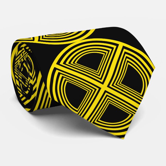 Cravate disque de symbole jaune sur noir (Roulé)