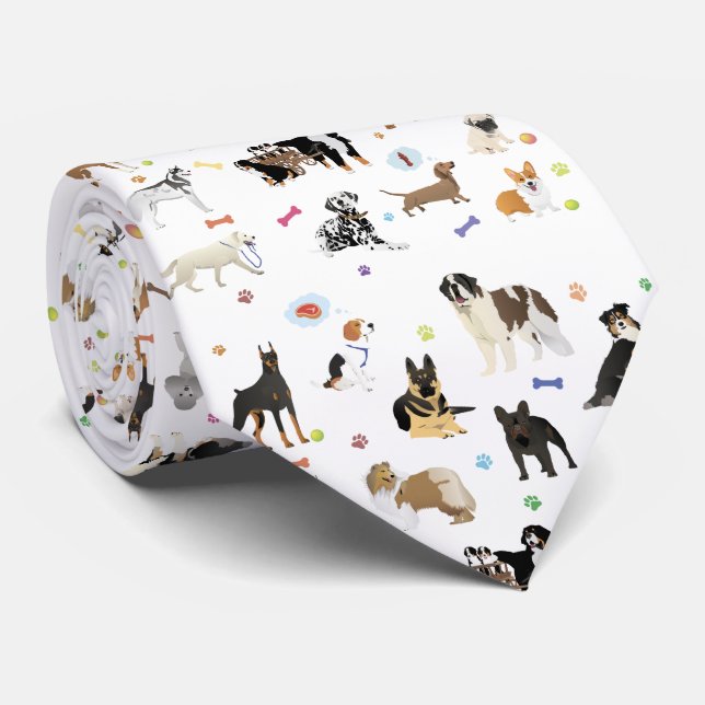 Cravate Divers Chiens Motif (Roulé)