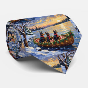Cravate Doberman Pinscher Noël Bateau Fêtes