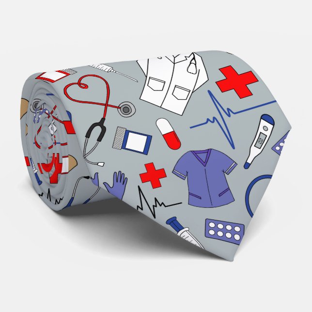 Cravate Doctor and Nurse Patterned Graduation (Roulé)