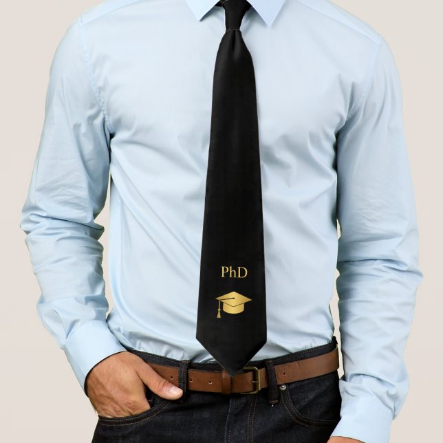 Cravate Doctorat personnalisé noir et or (Créateur téléchargé)