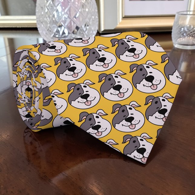 Cravate Dog Cartoon on Yellow Custom Necktie (Créateur téléchargé)
