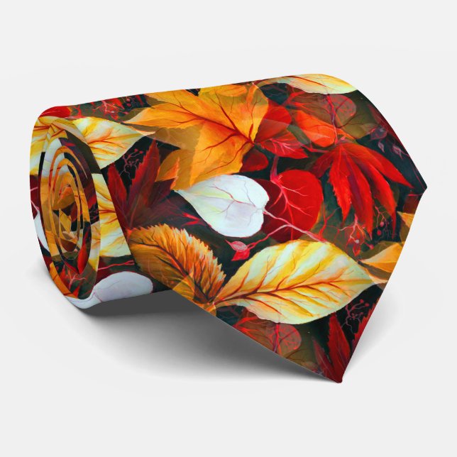 Cravate Domaine du feuillage avec Feuilles d'érable aux co (Roulé)