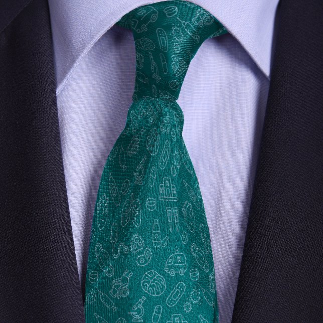 Cravate Doodle des médecins turquoises, professionnels de  (Créateur téléchargé)