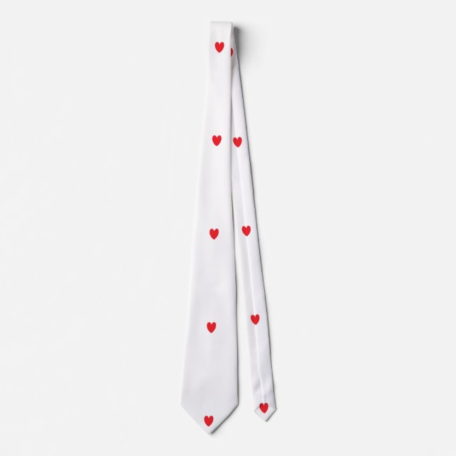 Cravate Doodle Heart Motifs Rouge Blanc Personnalisé Coule (Devant)