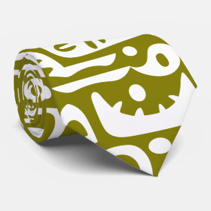Cravate doodles vert olive et blanc 4 de 7