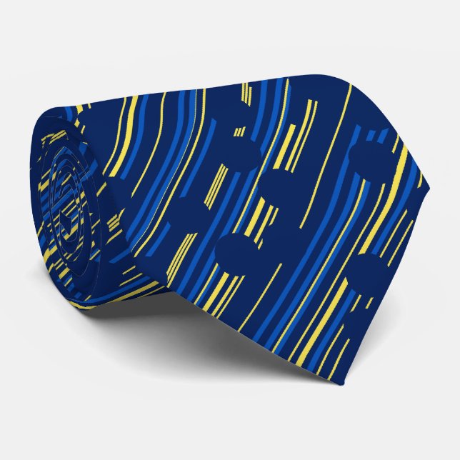 Cravate Dot Racer Polka Dot Striped Navy Deux côtés (Roulé)