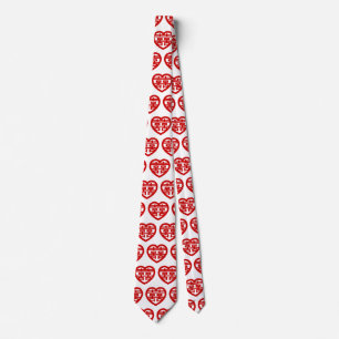 Cravate Double Bonheur 囍 Shuangxi Chinese Hanzi Heart