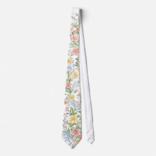 Cravate Douce Mariage Floral de Jardin Orné au Pastel