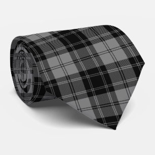 Cravate Douglas tartan noir gris plaid