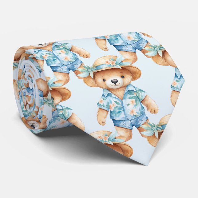 Cravate d'ours bleu Teddy (Roulé)
